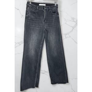 Altar’d State Mica Denim Gray High Rise Wide Leg Raw Hem Jeans 27